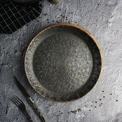 Сковорода для подачи 26 см h3,1 см круглая без ручки "Vintage Blued" углерод. сталь ИНДУКЦИЯ P.L.