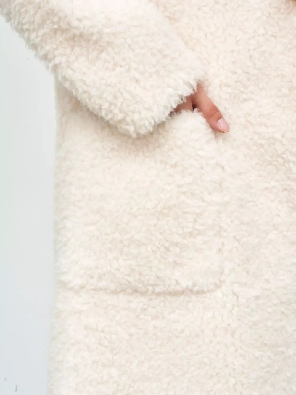Шуба женская чебурашка тедди пальто из шерсти мериноса, SilverFox