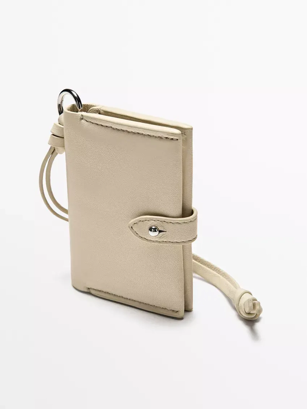 Massimo Dutti Визитница для карт из кожи наппа, серо-бежевый