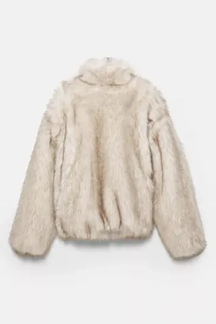 PULL&BEAR Шуба из искусственного меха на молнии, экрю
