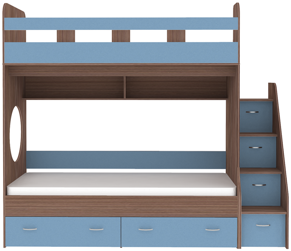 Двухъярусная кровать КарИВи Юниор 1 80х190 Бодего Темный Светло-синий, голубой