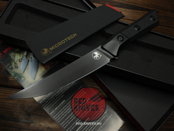 Кухонный нож Microtech Boning кастом - клинок DLC, больстеры титан, рук. G10