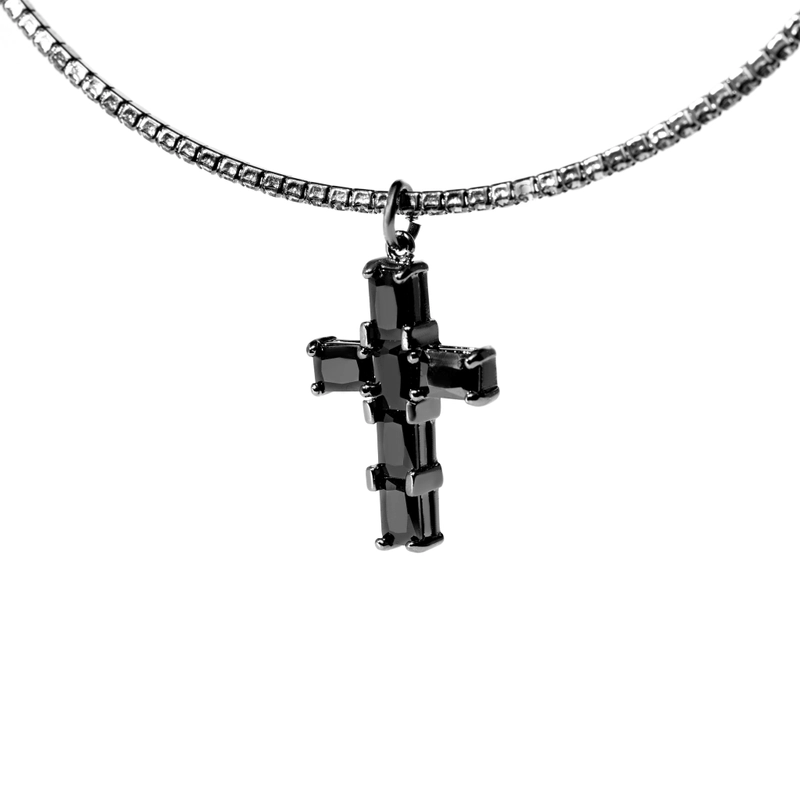 Чокер Черный Кристалл с Крестом