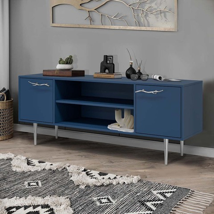 Тумба под ТВ Арт Колор matte 155см Стайл Сильвер Королевский синий матовый