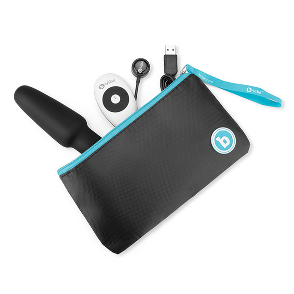 Черная анальная пробка с эффектом римминга 15см b-Vibe Rimming Remote Control Plug black BV-001-BLK