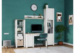 Стеллаж Джастин 13.354 белый PE шагрень / дуб белый exclusive OW D4430