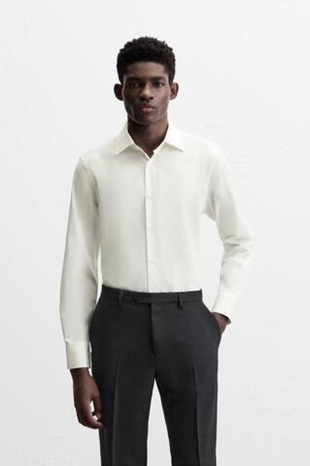 ZARА РУБАШКА SLIM FIT, ЖЕЛТОВАТО-БЕЛЫЙ