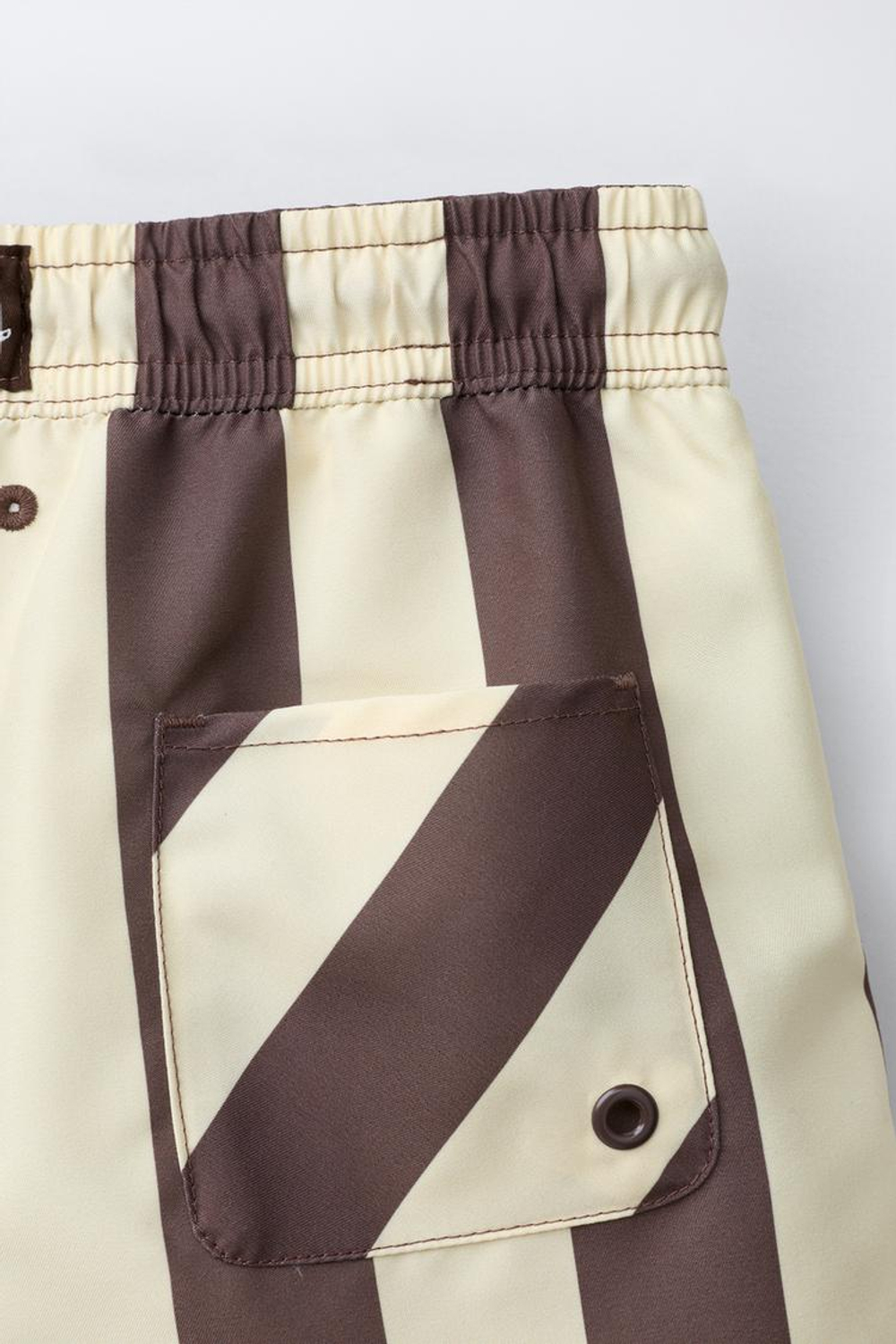 ZARA ПЛАВКИ-БЕРМУДЫ В ПОЛОСКУ, СВЕТЛО-КОРИЧНЕВЫЙ