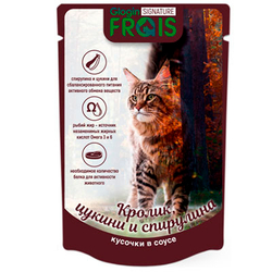 Frais Signature Паучи для кошек Кролик, Цукини, Спирулина в соусе, 80гр