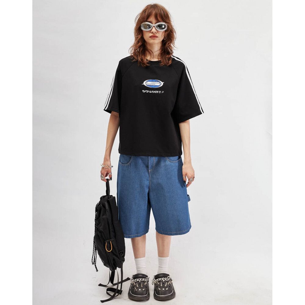 Футболка SoWhat? Logo укороченная черная