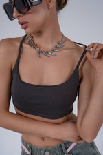 Топ трикотажный двойной с открытой спиной