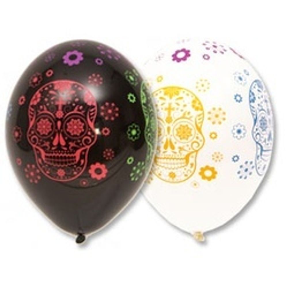 Шар (14"/36 см) Шелкография пастель, День Мертвых 5цв 25 шт.