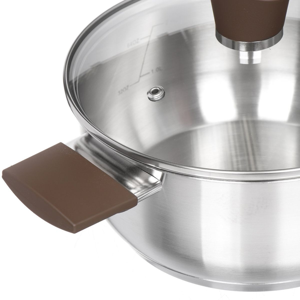 Набор посуды нерж, 6 пр, кастрюли 2.8,4.8 л, ковш 1.4 л, индукц, Daniks, Бруно, SD-A95-6