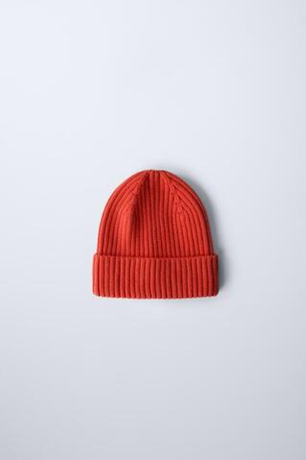 ZARA ШАПКА БИНИ В РУБЧИК, КРАСНЫЙ