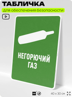 Табличка для обеспечения безопасности "Негорючий газ", для производства, предприятия, организаций, 40х30 см, Silver Plane x Айдентика Технолоджи