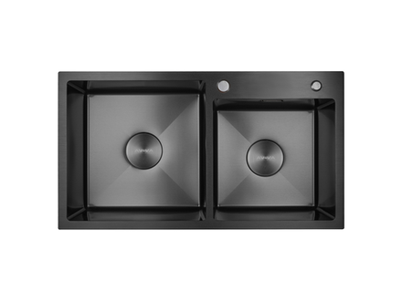 Мойка AVIVA 78*45, Нано-Черный (арт. NB7845R-1,5), 1,5 чаши