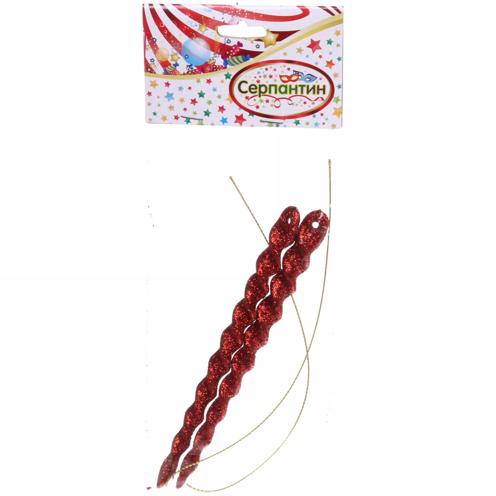 Подвески в блестках «Ледяные сосульки» 10 см (набор 2шт), красный