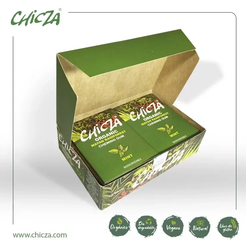 CHICZA ORGANIC Жевательная резинка органическая биоразлагаемая со вкусом мексиканской мяты 10 Х 30г