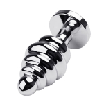 Серебристая анальная пробка-елочка 7,2см с синим кристаллом ToyFa Metal 717028-6