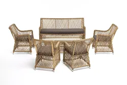 "Асти" лаунж-зона из искусственного ротанга на 6 персоны, цвет соломенный