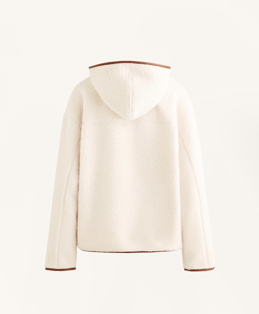 Oysho Куртка из искусственной овчины с капюшоном, экрю