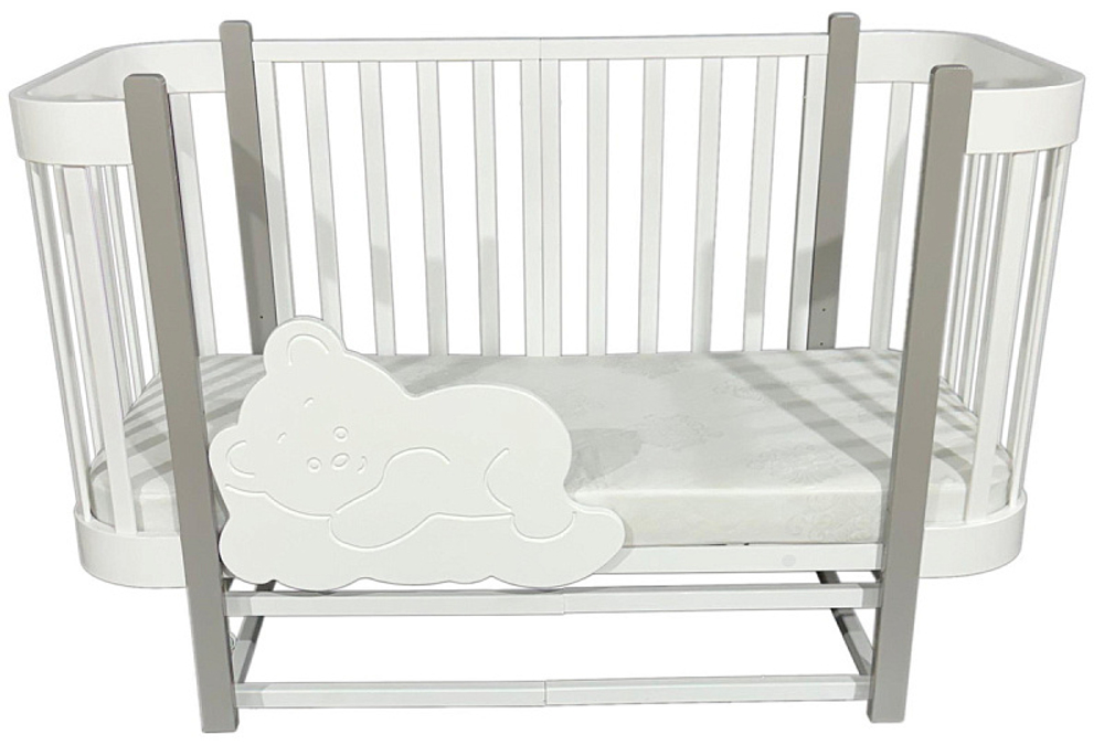 Детская кроватка Антел Nezabudka продольный маятник 3 в 1 белый/серый