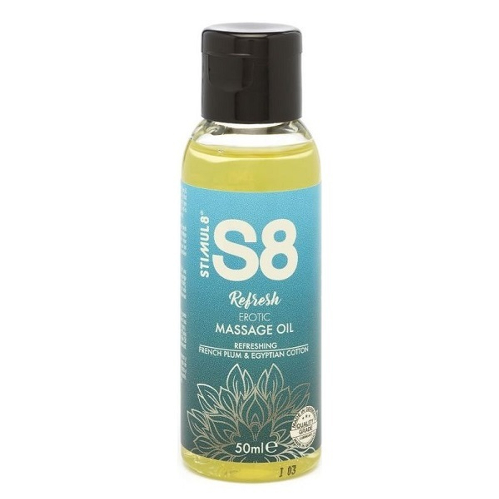 Массажное масло с ароматом сливы и хлопка Stimul8 S8 Massage Oil Refresh 50мл