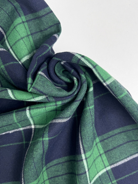 Костюмная принт клетка, зелен/синий