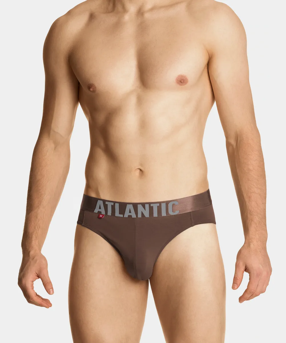 Мужские трусы слипы спорт Atlantic, 1 шт. в уп., пима хлопок, темно-бежевый, MP-1574