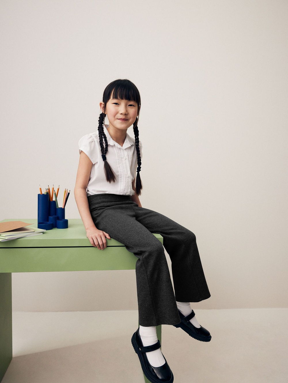 Брюки школьные для девочки Next Q76-907, 2 шт., Темно-серый