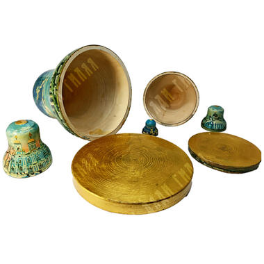 Матрешка-колокол из 6 частей. Храмы Санкт-Петербурга. Дерево, лак, ручная роспись. Россия, 2000-е гг