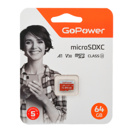 Карта памяти microSD GoPower 64GB Class10 UHS-I б/а