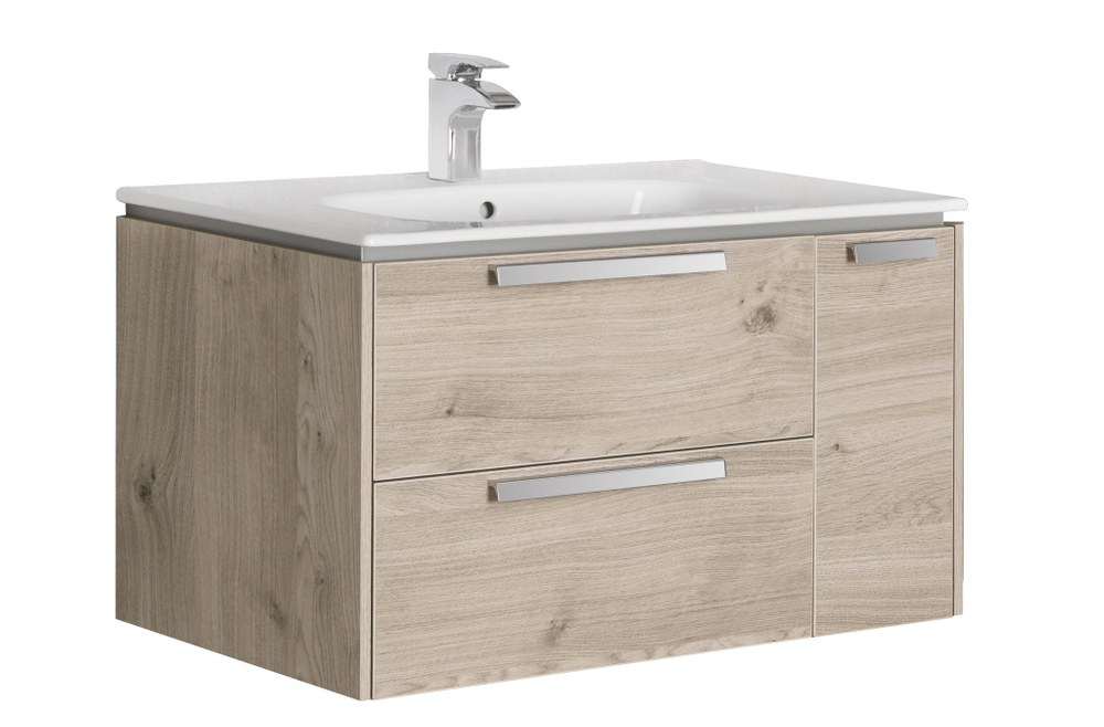 Тумба Lago 800 2 ящика светлый дуб/Раковина Victoria-N Unik 80, ZRU9307640