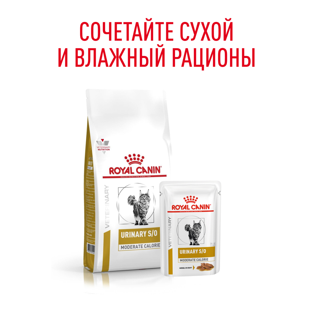 Сухой корм Royal Canin URINARY S/O MODERATE CALORIE (УРИНАРИ С/О МОДЕРЕЙТ КЭЛОРИ) диетический для взрослых кошек, склонных к набору веса, при мочекаменной болезни - 0,35 кг