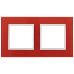 14-5102-23 ЭРА Рамка на 2 поста, стекло, Эра Elegance, красный+бел