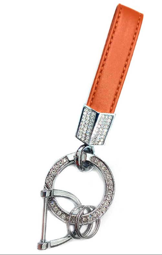 Брелок для ключей Кожа Хлястик (со стразами) X104-BR коричневый БЕЗ блесток