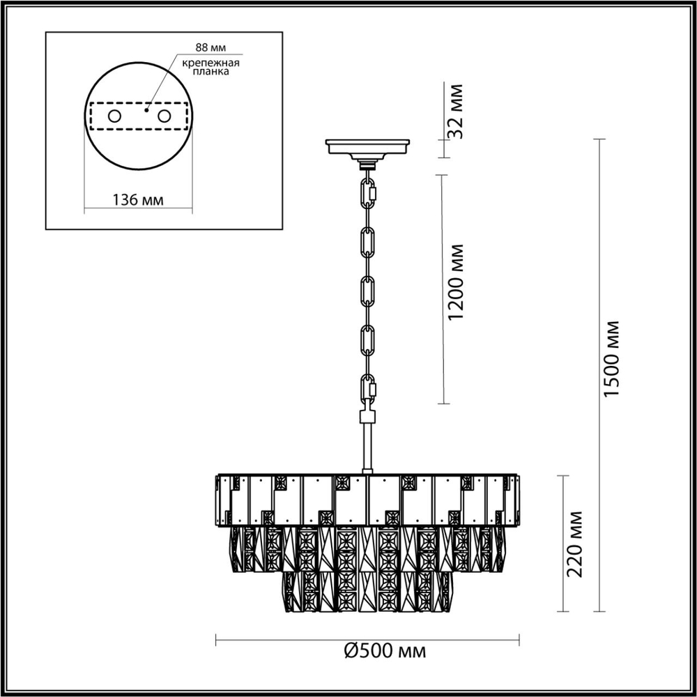 5076/11 ODL Люстра E14 11*40Вт 220В IP20 HALL
