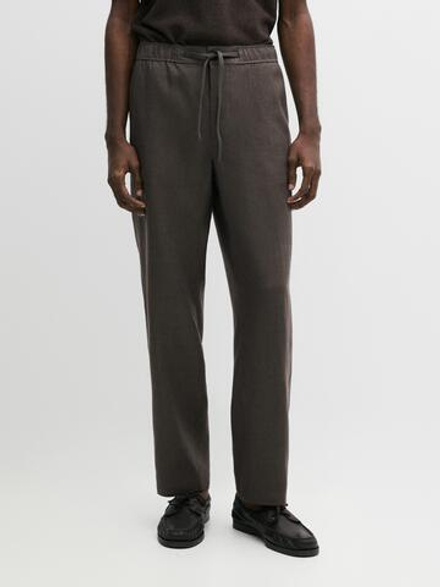 Massimo Dutti Льняные спортивные брюки, серо-зеленый