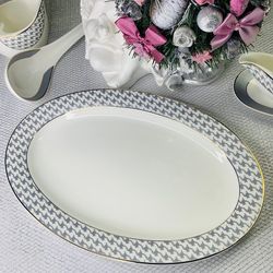 Lenardi 145-406 Овальное блюдо 35,5см EARL GREY в под.уп.(х10)Костяной фарфор