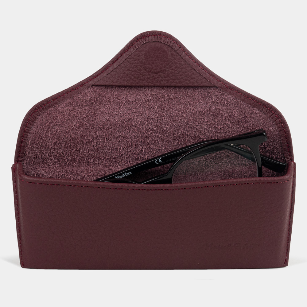 Футляр для очков Vision из кожи теленка, бордового цвета