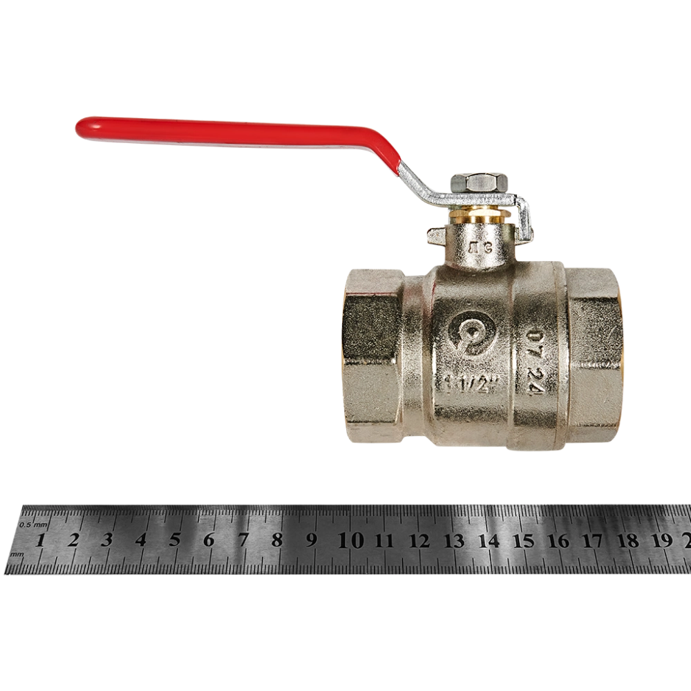 Кран шаровой полнопроходной ROMMER - 1"1/2 (ВР/ВР, PN32, ручка-рычаг)