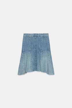 ZARA ДЖИНСОВАЯ ЮБКА TRF С КЛИНЬЯМИ, СИНИЙ