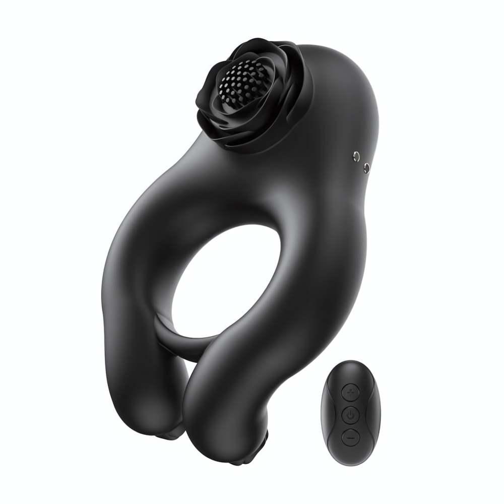 Черное эрекционное кольцо Abe с пультом ДУ (Цвет: черный)