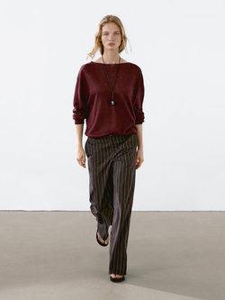 Massimo Dutti Свитер тонкой вязки из 100% льна, бордо