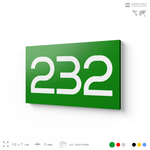 Номер на дверь 232, табличка на дверь для офиса, квартиры, кабинета, аудитории, склада, зеленая 120х70 мм, Айдентика Технолоджи