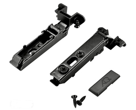 Петля накладная Clip V.2 с эксцентриком без пружины (с загл и саморезами) для ал рамок черная AQ