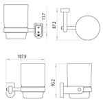 LM3136C Омега Аксессуары для ванной,стакан стекл. для зубных щеток с настенным держ, хром (к/к 10)