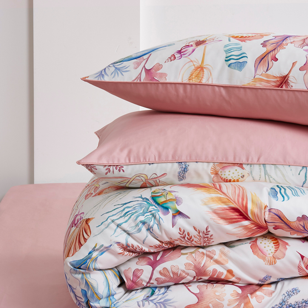 Постельное белье ЕВРО (двуспалка) Египетский Хлопок Лепестки на персиковом