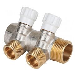 Коллектор латунный MVI 1x3/4x2 выхода, с регулирующими вентилями