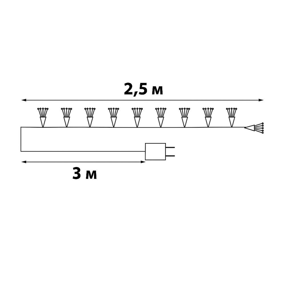 ULD-S0250-200-STA WARM WHITE IP44 STARBURST Гирлянда светодиодная Звезда. 2.5м. 200 светодиодов. Теплый белый свет. Провод прозрачный. ТМ Uniel